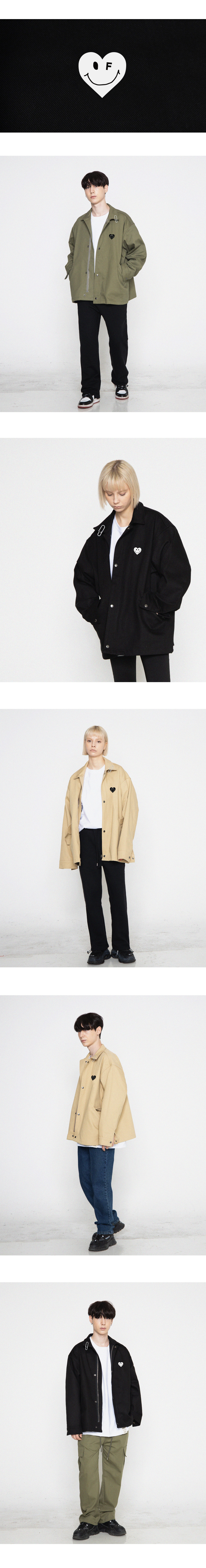 【GRAVER】Lapel Heart Smile Clip Overfit Jacket MUSINSA | GRAVER [UNISEX] HEART SMILE WHITE CLIP JACKET_BLACK