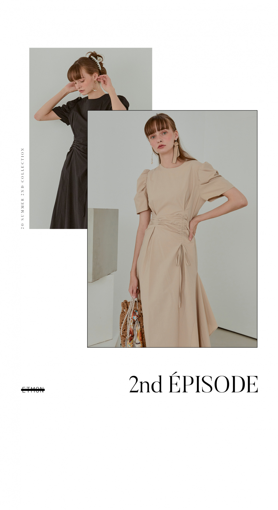 ワンピース ETMON Pintuck String Smock Dress, Beige MUSINSA | ETMON Pintuck String Smock Dress Beige