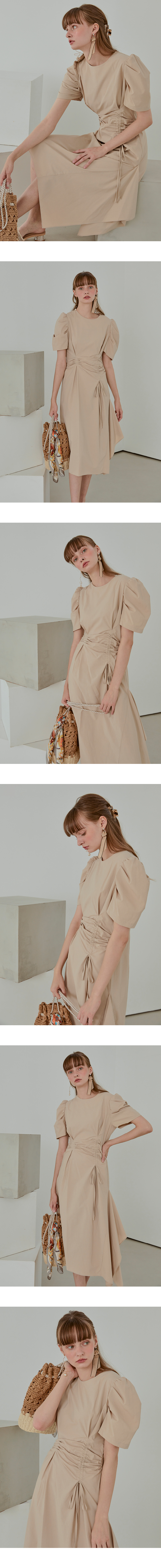 ワンピース ETMON Pintuck String Smock Dress, Beige MUSINSA | ETMON Pintuck String Smock Dress Beige