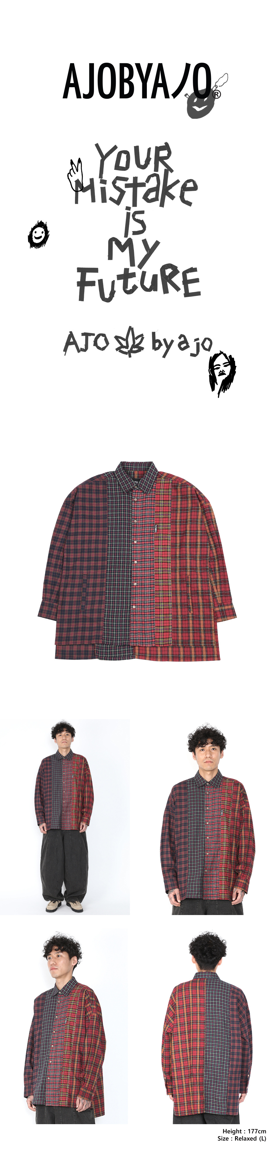 タケゾウ ajobyajo over check mixed shirt MUSINSA | AJOBYAJO Cross Mixed Check Shirt [Green]
