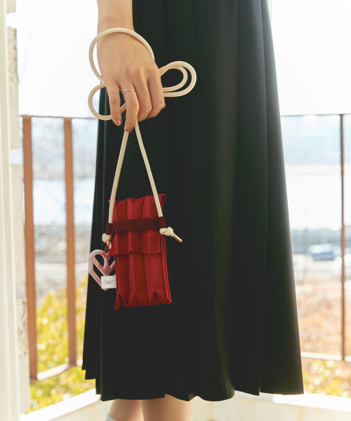 Knit Pleats Nano Bag Flamingo