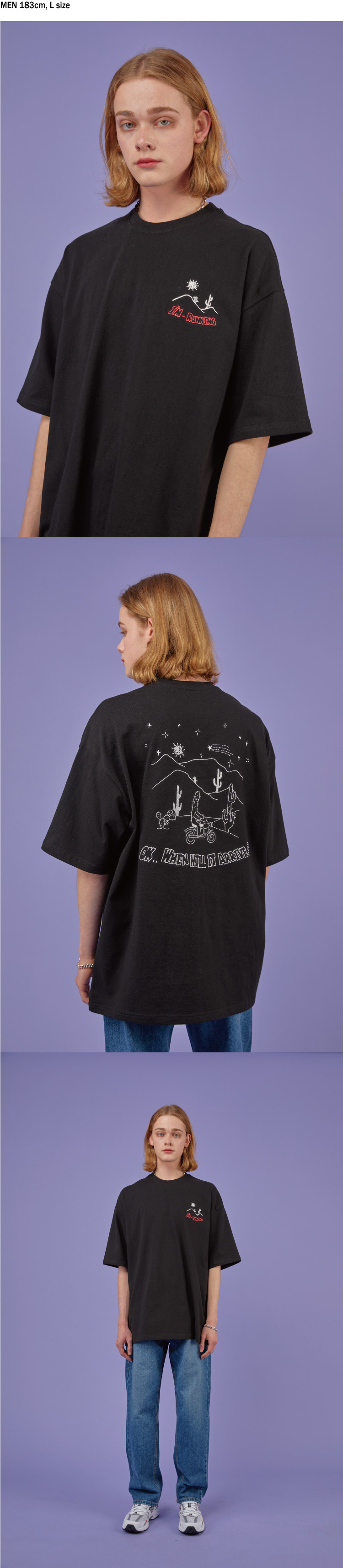 PIGMENT EMBROIDERY SHORT SLEEVE - 4 COLORS BLACK