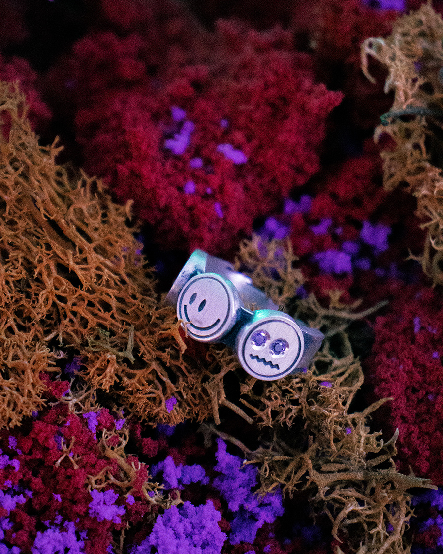 그레이노이즈(GRAYNOISE) 3 smile ring 2 (925 silver)