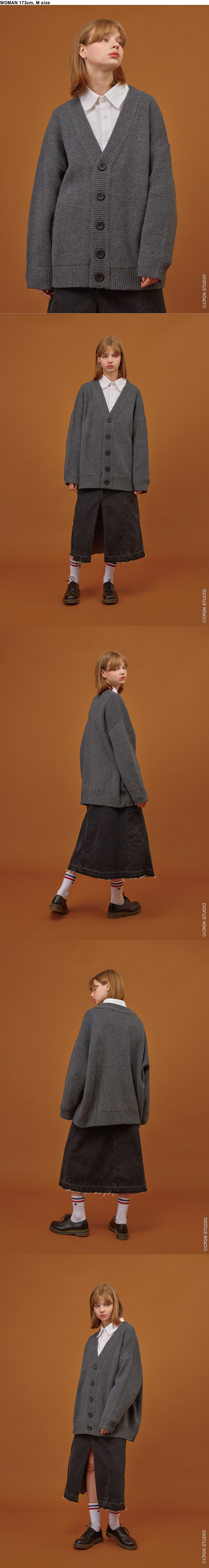 HEAVY OVERFIT CARDIGAN - 2 COLORS CHARCOAL