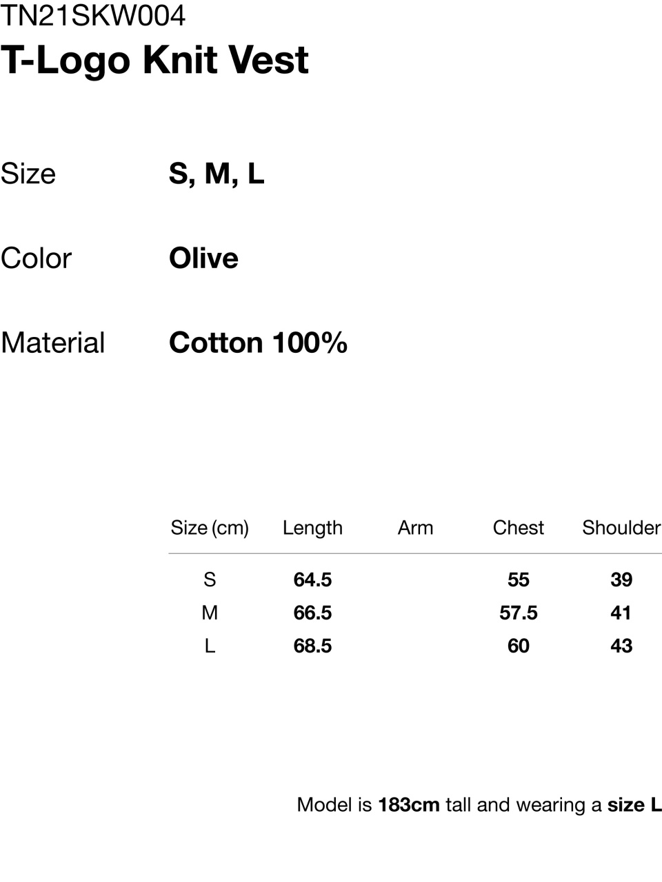 MUSINSA | thisisneverthat® (SS21) T-Logo Knit Vest Olive