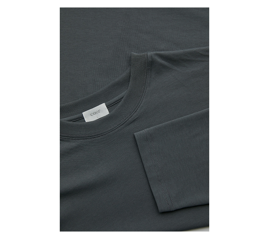 ★COOR★ Supima Cotton Long Sleeve T-Shirt Dark Grey CAA1TS2 Rough Dress Men's Grey Supima Cotton Long Sleeve T-Shirt