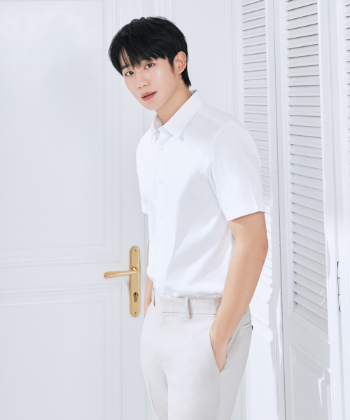 [SET][Easy Care] Spandex Dress Short Sleeve Shirt - 10color