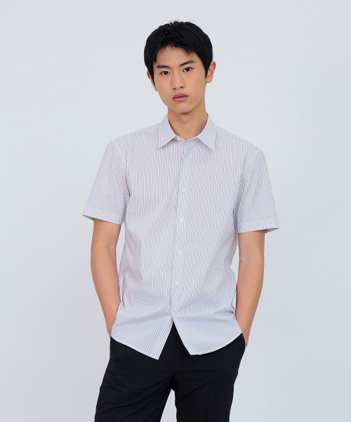 [SET][Easy Care] Spandex Dress Short Sleeve Shirt - 10color