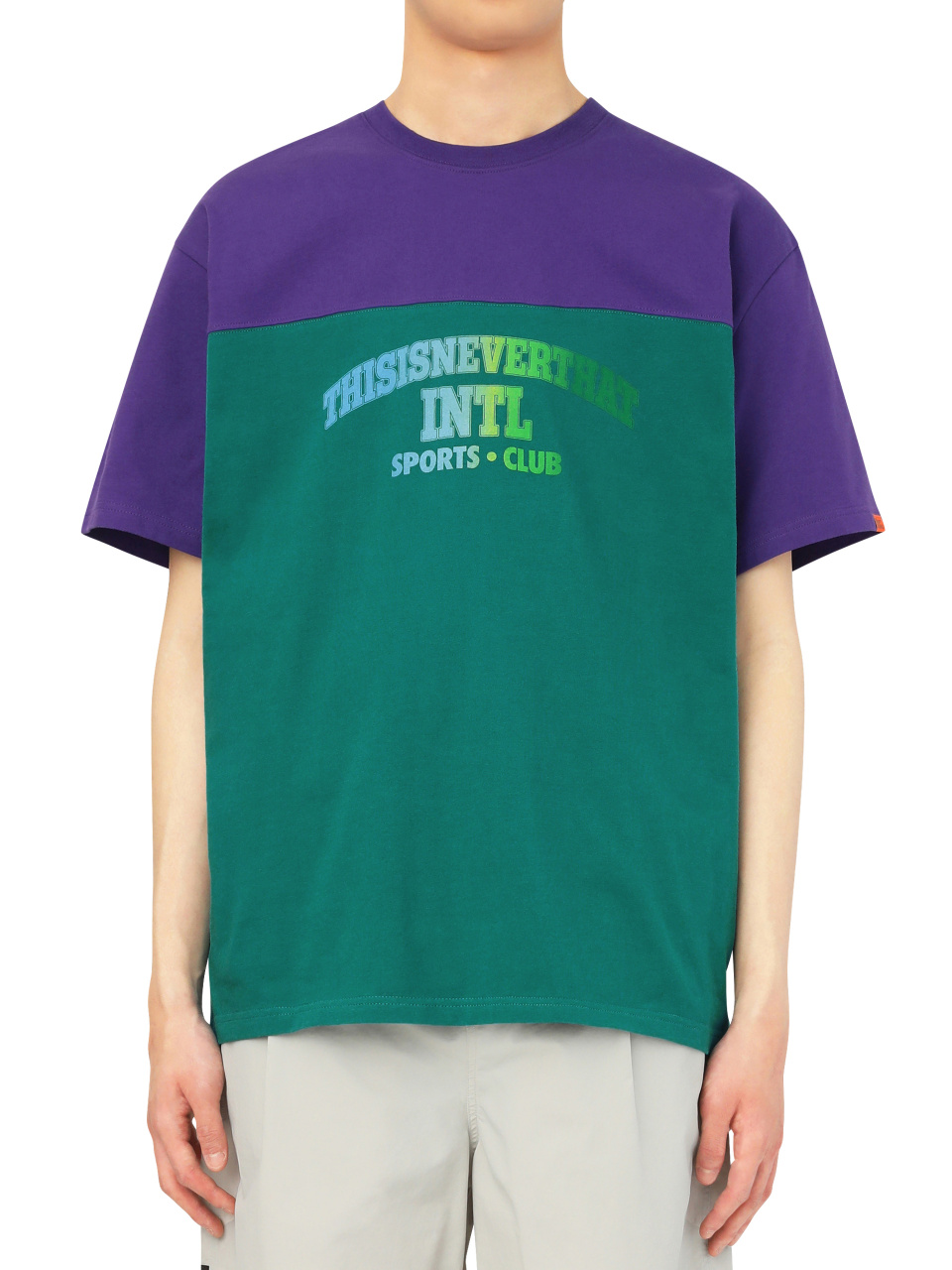 디스이즈네버댓(THISISNEVERTHAT) Two Tone Block Tee Purple/Teal - 사이즈 & 후기 | 무신사