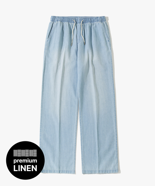 LINEN SEMI -WIDE BANDING PANTS