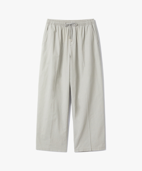 LINEN SEMI -WIDE BANDING PANTS