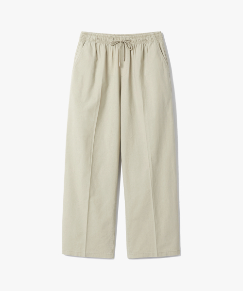 LINEN SEMI -WIDE BANDING PANTS
