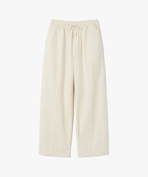 LINEN SEMI -WIDE BANDING PANTS
