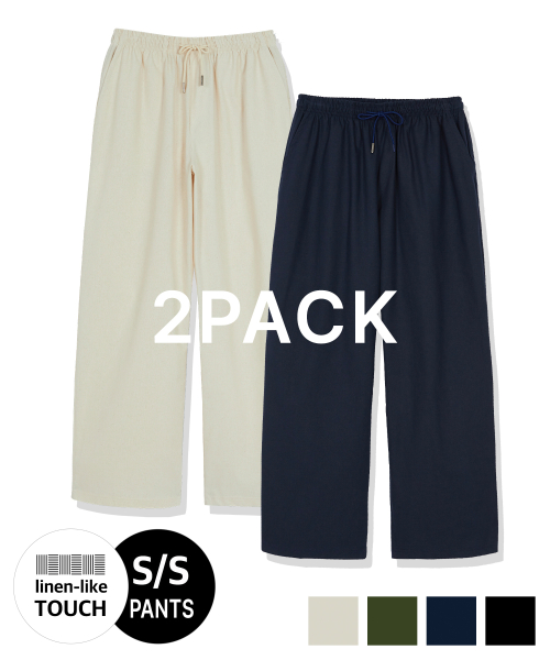 LINEN SEMI -WIDE BANDING PANTS