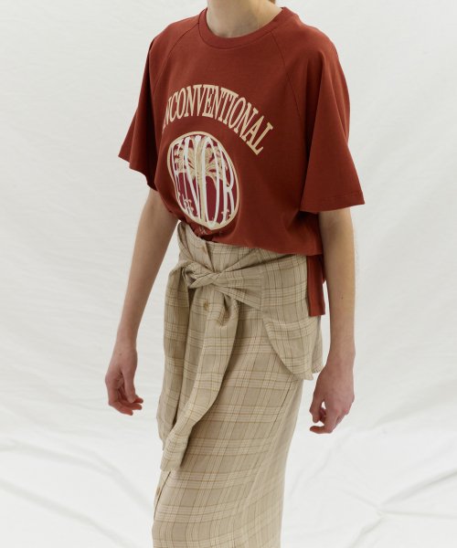 TIE UP POINT LINEN SKIRT - BEIGE