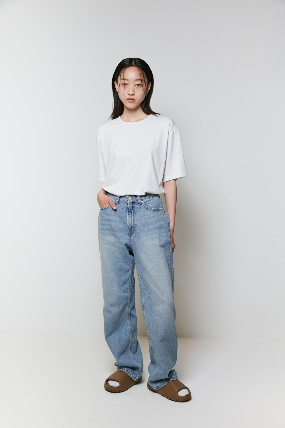 【HI FI FNK】Past Wide Denim 하이파이펑크(HIFIFNK) Retro Wide Denim Pants_Mid Blue