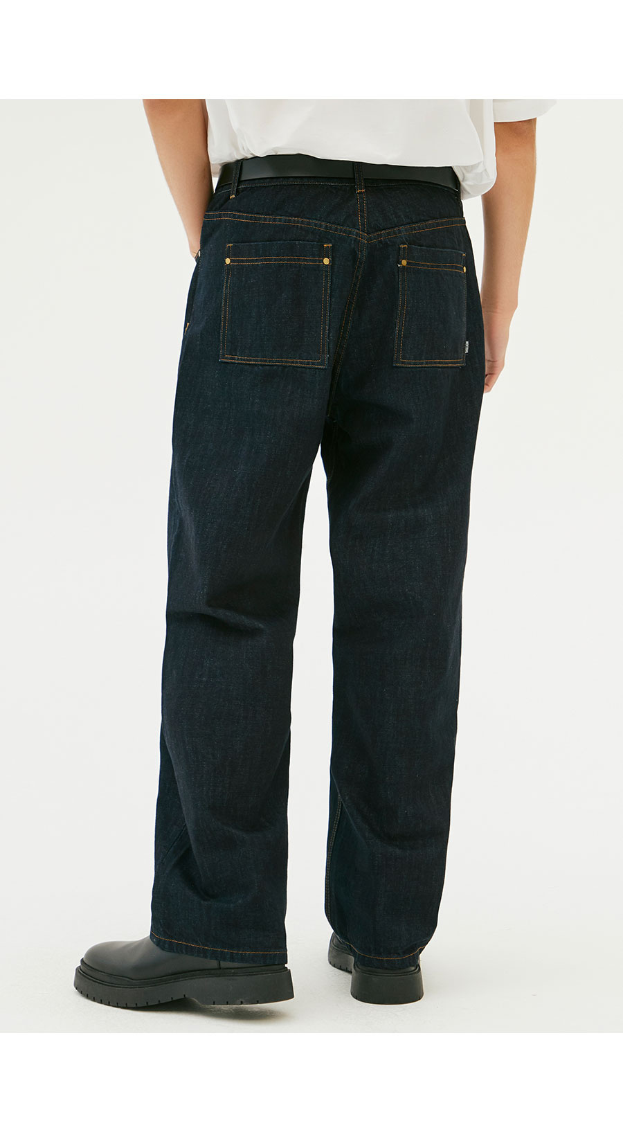 MUSINSA | TRILLION WASHED STITCH DENIM PANTS (BLACK)