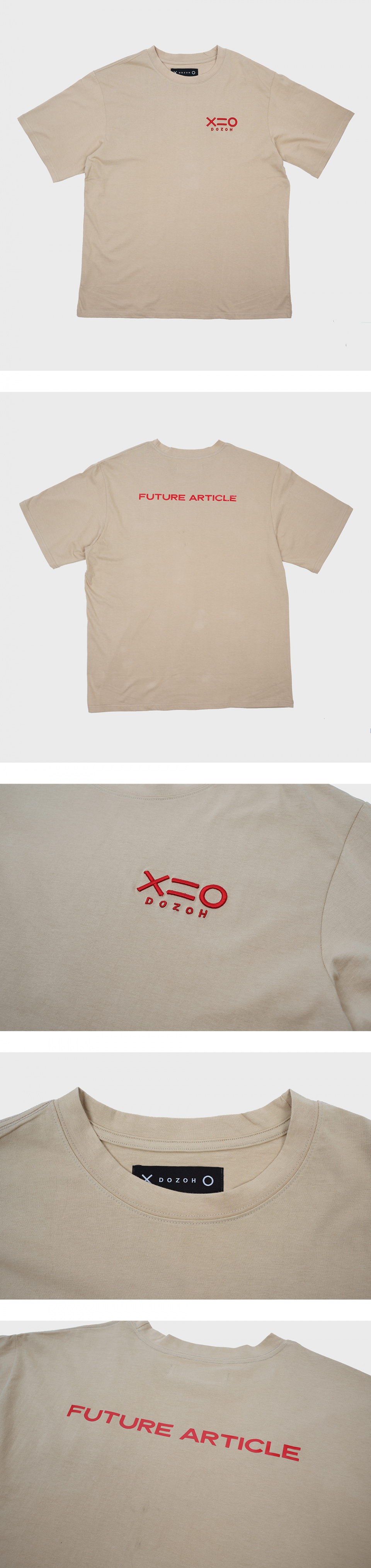 도조(DOZOH) RED 3D X=O T-SHIRTS IN BEIGE (엠보 자수)