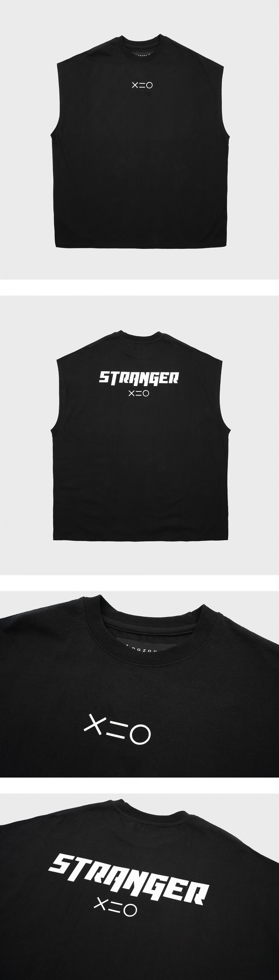 도조(DOZOH) WHITE STRANGER MUSCLE SLEEVELESS T-SHIRTS IN BLACK
