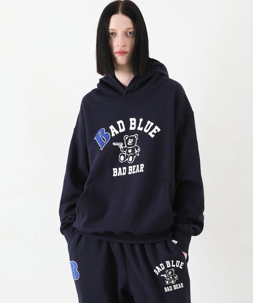 B Patch College Hoodie Navy