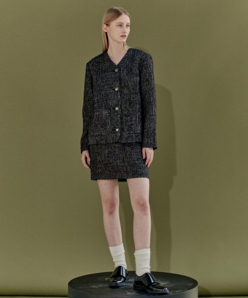 TWEED MINI SKIRT - BLACK