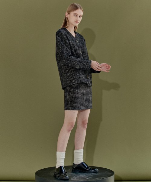 TWEED MINI SKIRT - BLACK