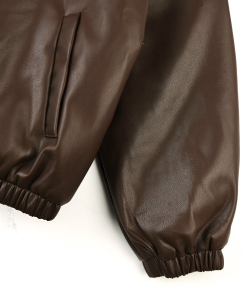 Vegan leather overfit blouson [brown]