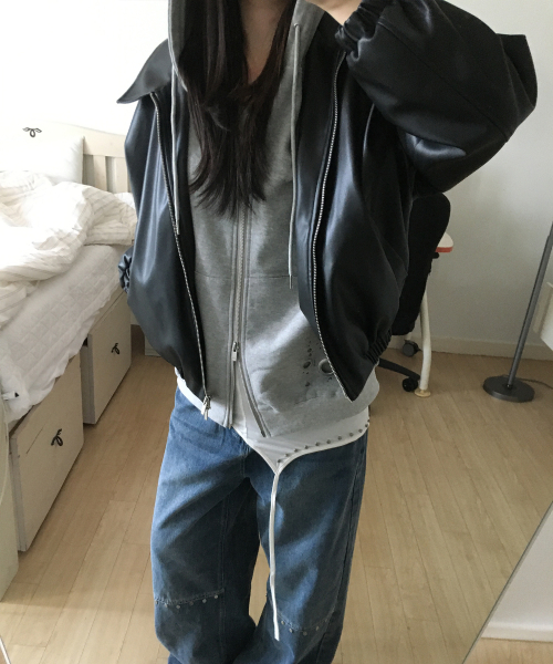Vegan Leather Overfit blouson [Black]