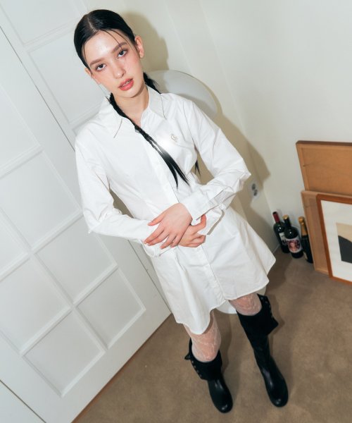 [NF] EYELET POINT SHIRT ONE-PIECE (WHT)_FZD291
