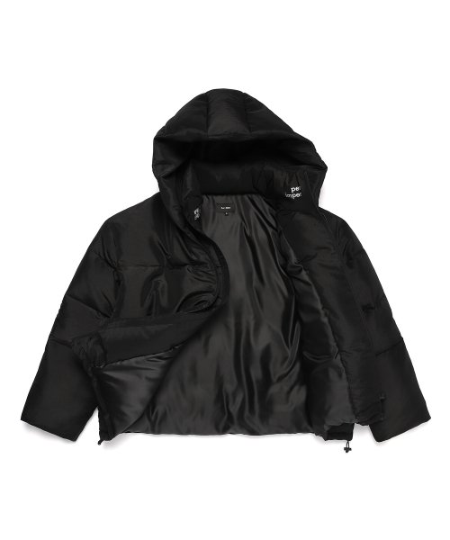 MATTE DOUBLE ZIP UP SHORT PUFFER BLACK