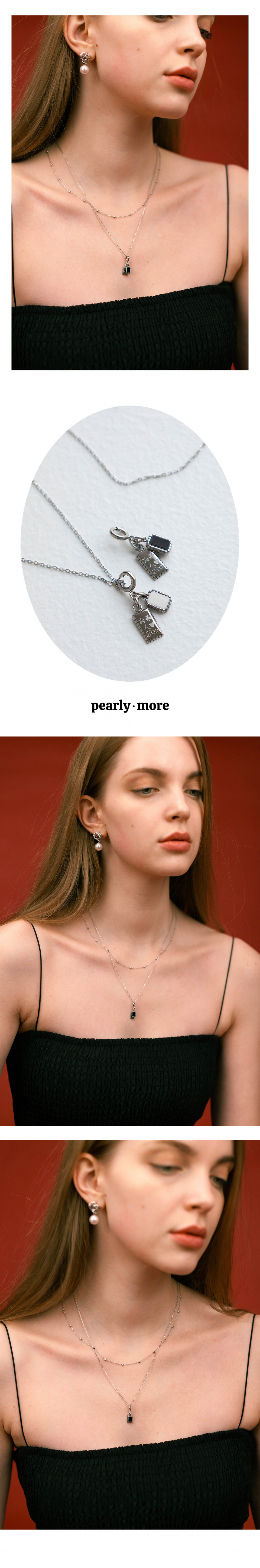 펄리모어(PEARLY MORE) 레터 프롬 투 라인 목걸이(2 color)