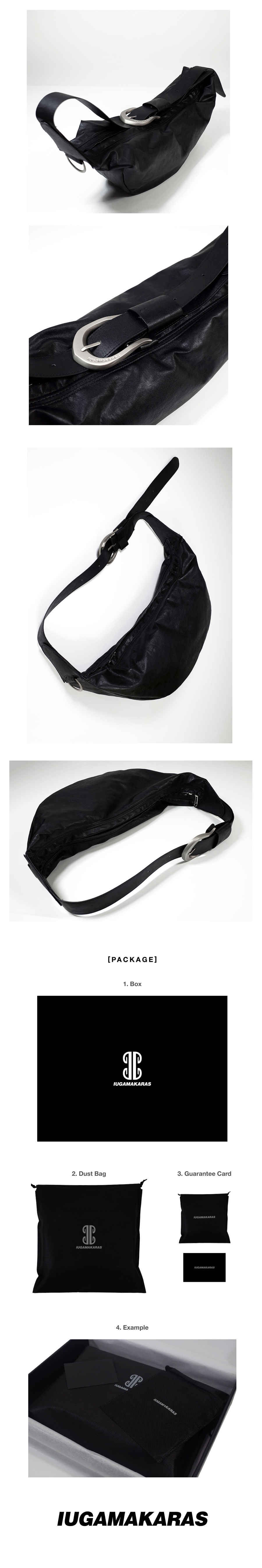 이우가마카라스(IUGAMAKARAS) H-Buckle Banana Leather Bag (black)