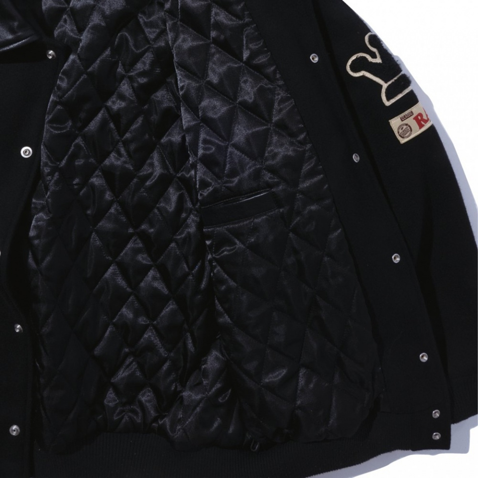 인터브리드(INTERBREED) RAW X INTERBREED Varsity Jacket BLACK