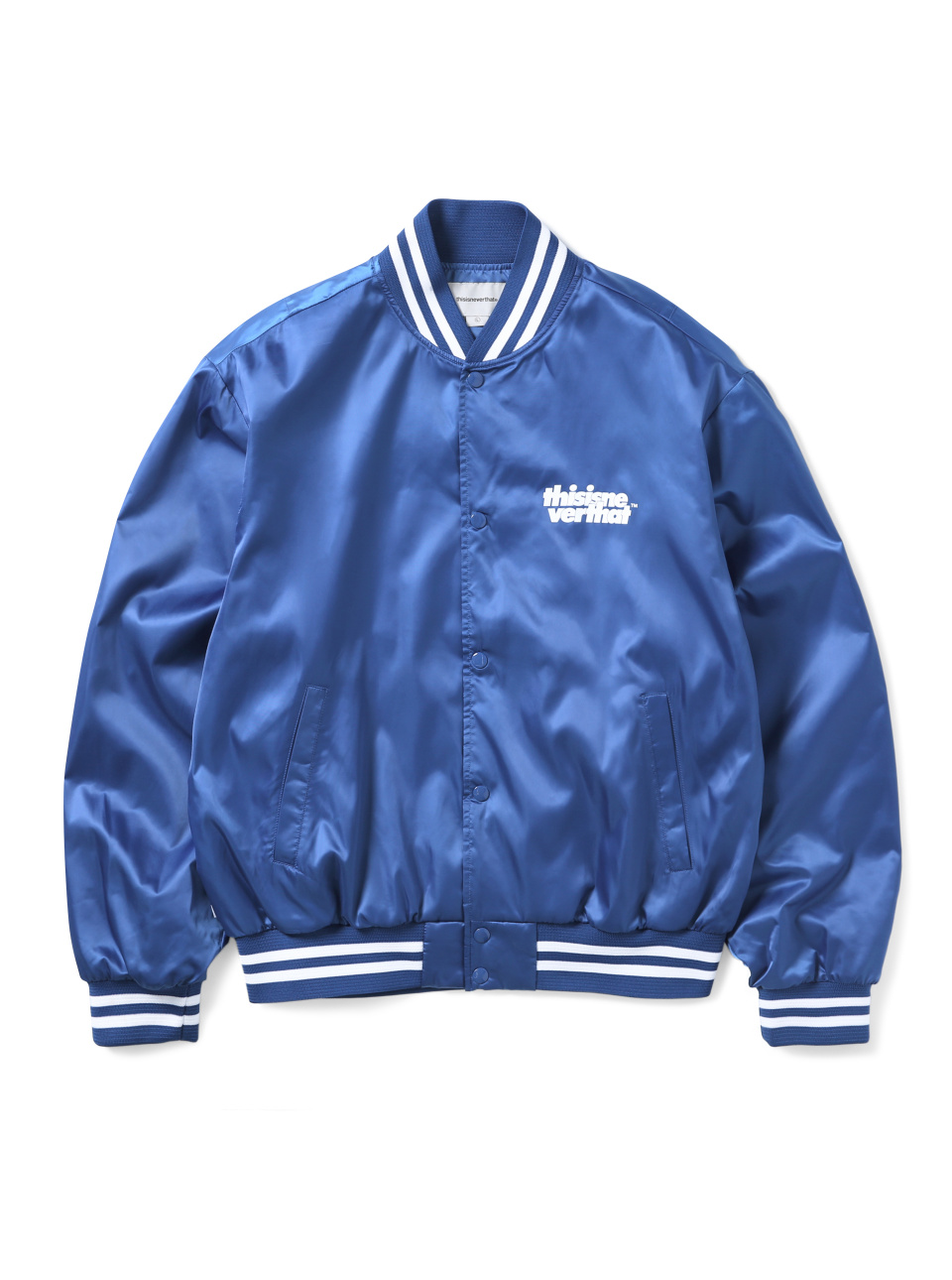 디스이즈네버댓(THISISNEVERTHAT) Satin Varsity Jacket Blue - 사이즈