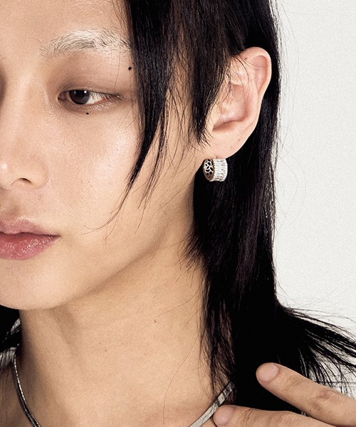 Crystal Glass Mini Ring Earrings silver