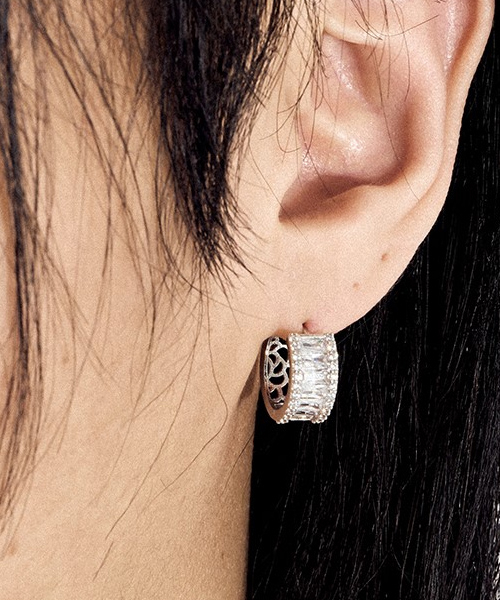 Crystal Glass Mini Ring Earrings silver