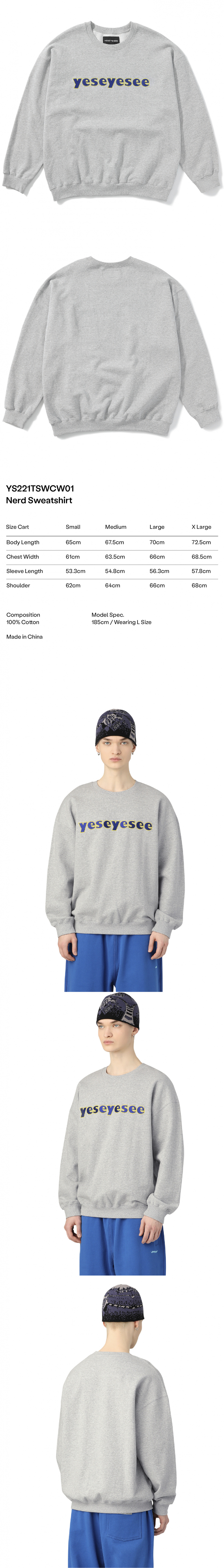 ★2022SS新作★YESEYESEE★Nerd Sweatshirt yeseyesee [7/22 순차발송]Nerd Sweatshirt - Black