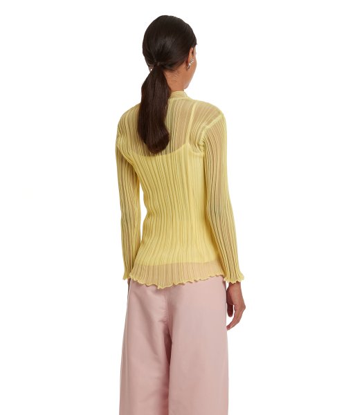 Semi-Sheer Ribbed-Knit Sweater_Yellow