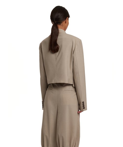 Double-Breasted Short Blazer_Beige