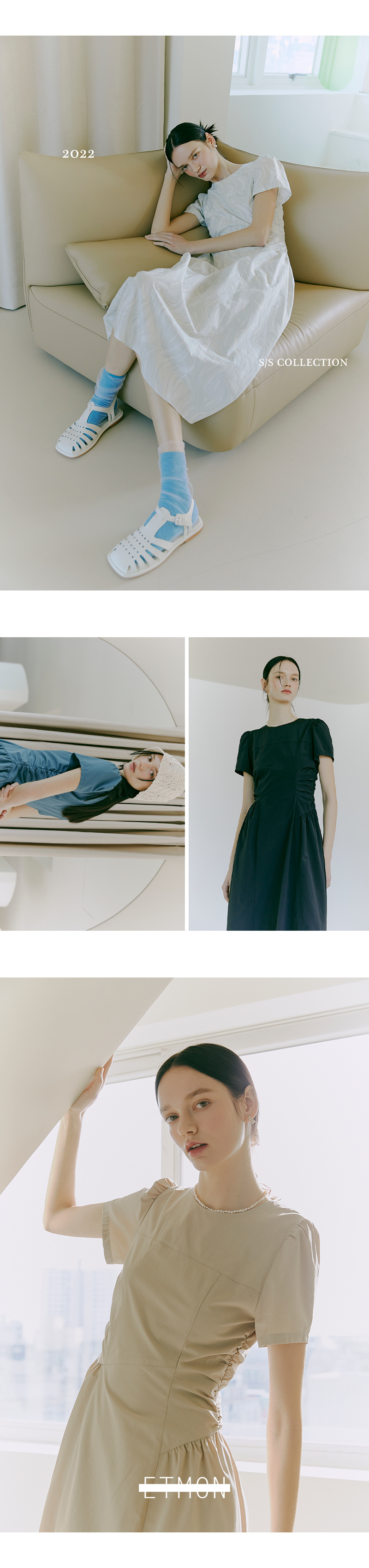 ワンピース ETMON Side Shirring Dress, Pale Green 에트몽(ETMON) Side Shirring Dress Pale Green - 사이즈 & 후기