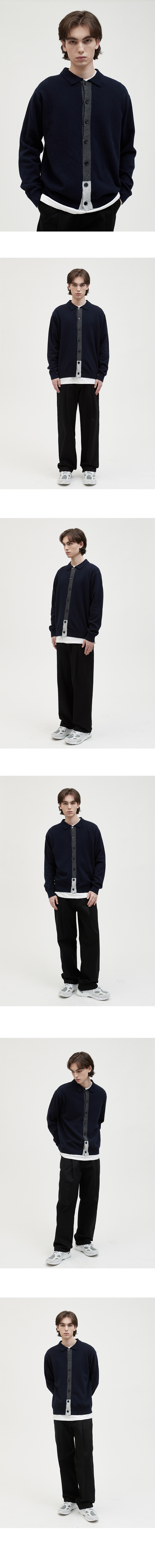 カーディガン VOIEBIT V139 Mix Point Knit Cardigan Navy V139 カーディガン VOIEBIT V139 Mix Point Knit Cardigan Navy V139