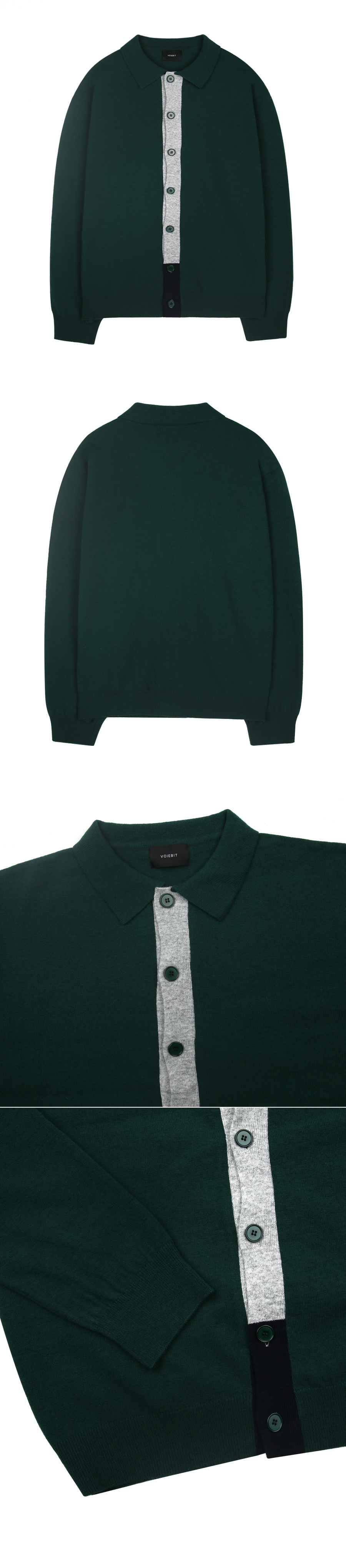 MUSINSA | VOIEBIT V139 Mix Point Knit Cardigan (Green)
