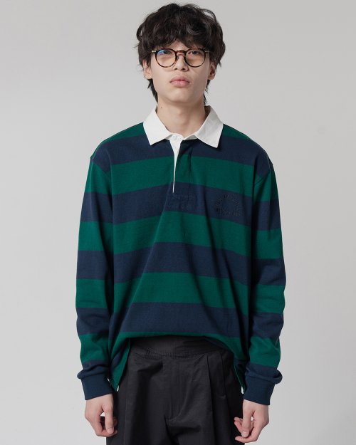 ASI STRIPE RUGBY SHIRT NAVY GREEN