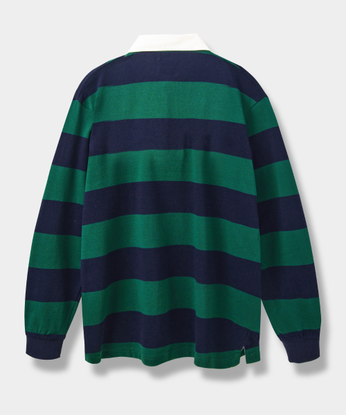 ASI STRIPE RUGBY SHIRT NAVY GREEN