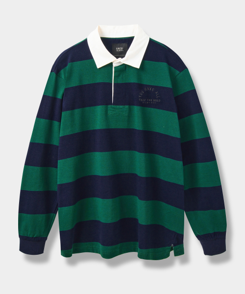 ASI STRIPE RUGBY SHIRT NAVY GREEN