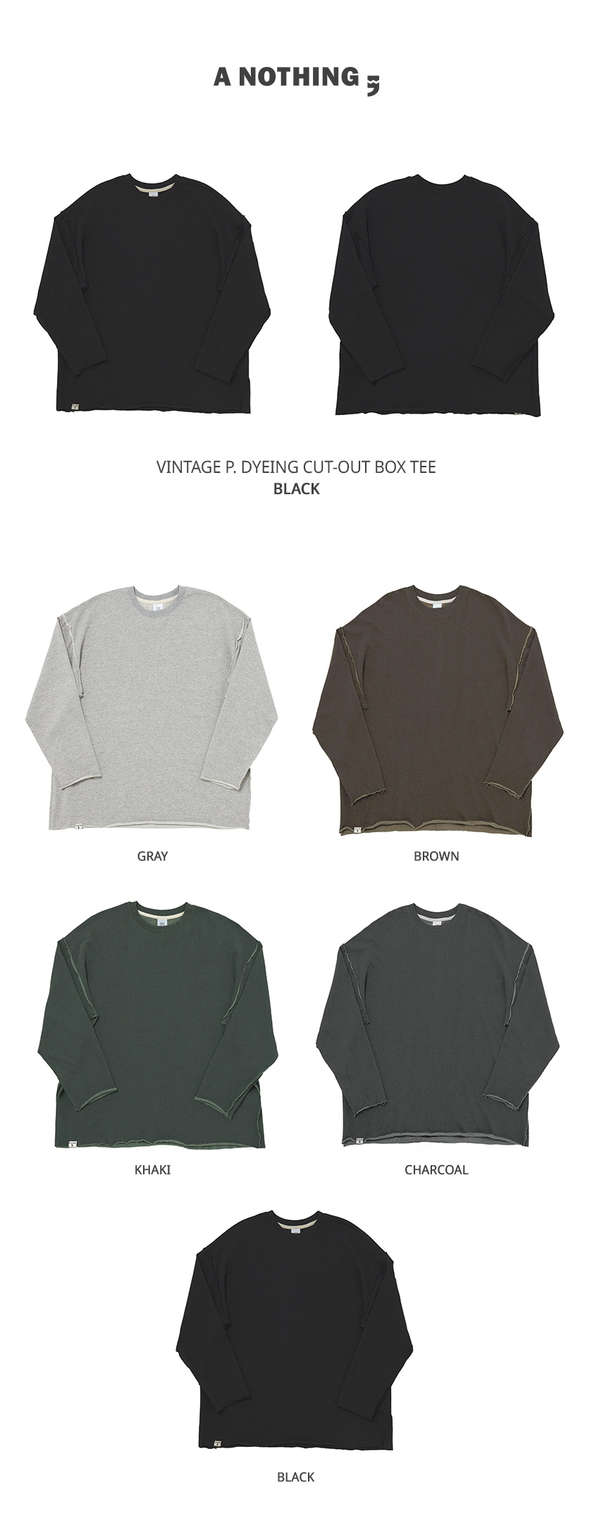 MUSINSA | A NOTHING VINTAGE P. DYEING CUT-OUT BOX TEE (Black)
