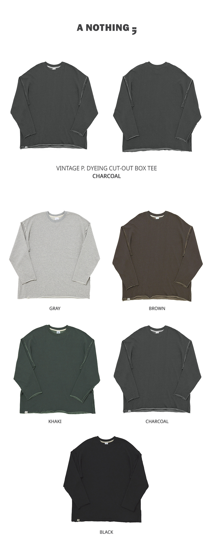 어낫띵(A NOTHING) VINTAGE P. DYEING CUT-OUT BOX TEE