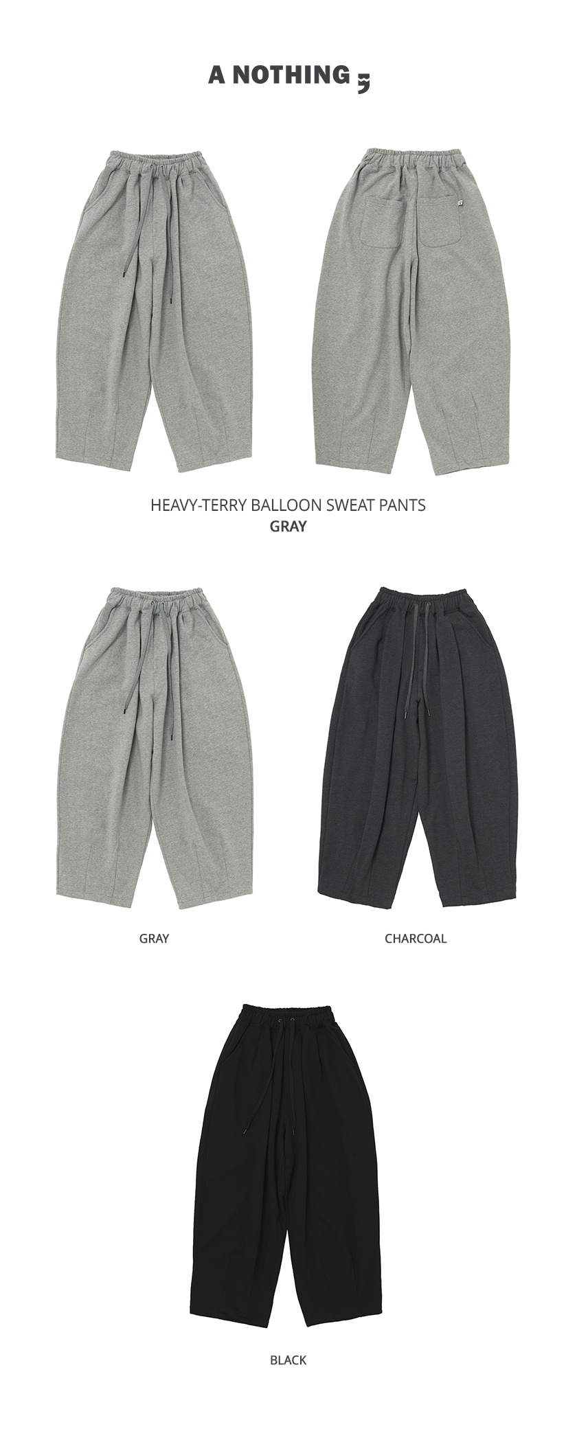 A NOTHING★BTS 愛用★ HEAVY-TERRY BALLOON SWEAT PANTS 大人気 A NOTHING☆BTS 愛用☆ HEAVY-TERRY BALLOON SWEAT PANTS 大人気
