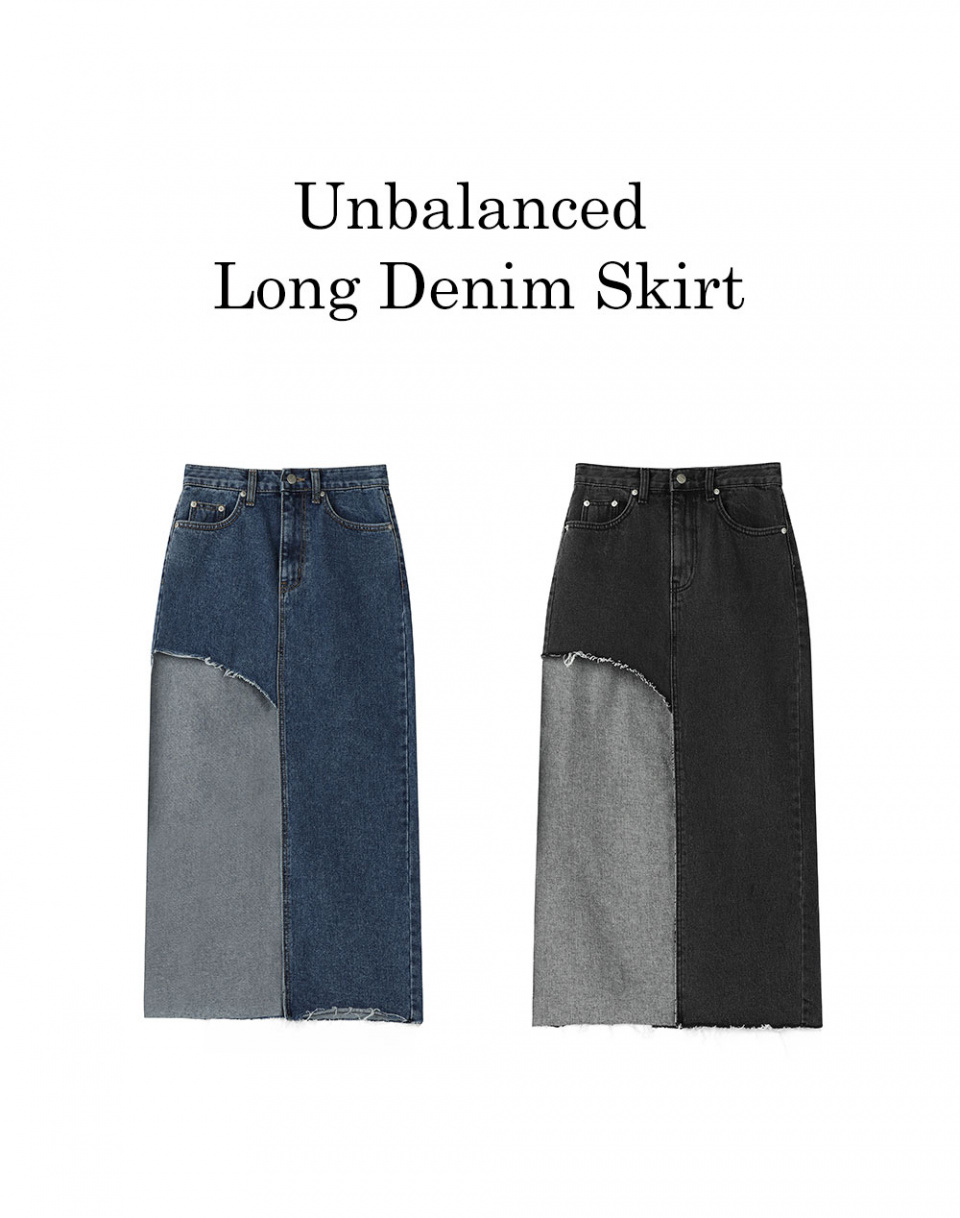 AVANDRESS Unbalanced Long denime Skirt