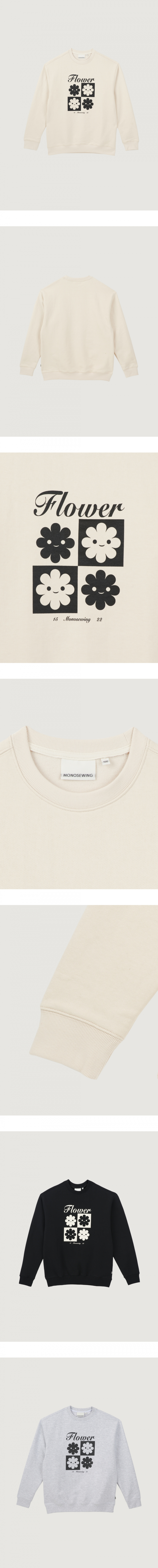 모노소잉(MONOSEWING) 체커보드 스웨트 셔츠 (크림)